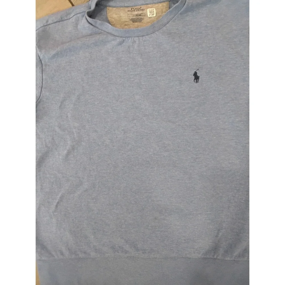 Polo Ralph Lauren Mens Crewneck Sweatshirt Blue Heathered Cotton‎ Blend Large
